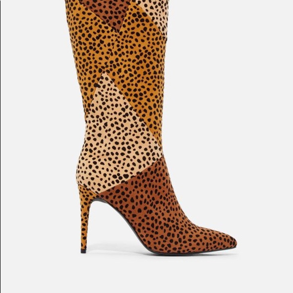 Cheetah print calf boots
